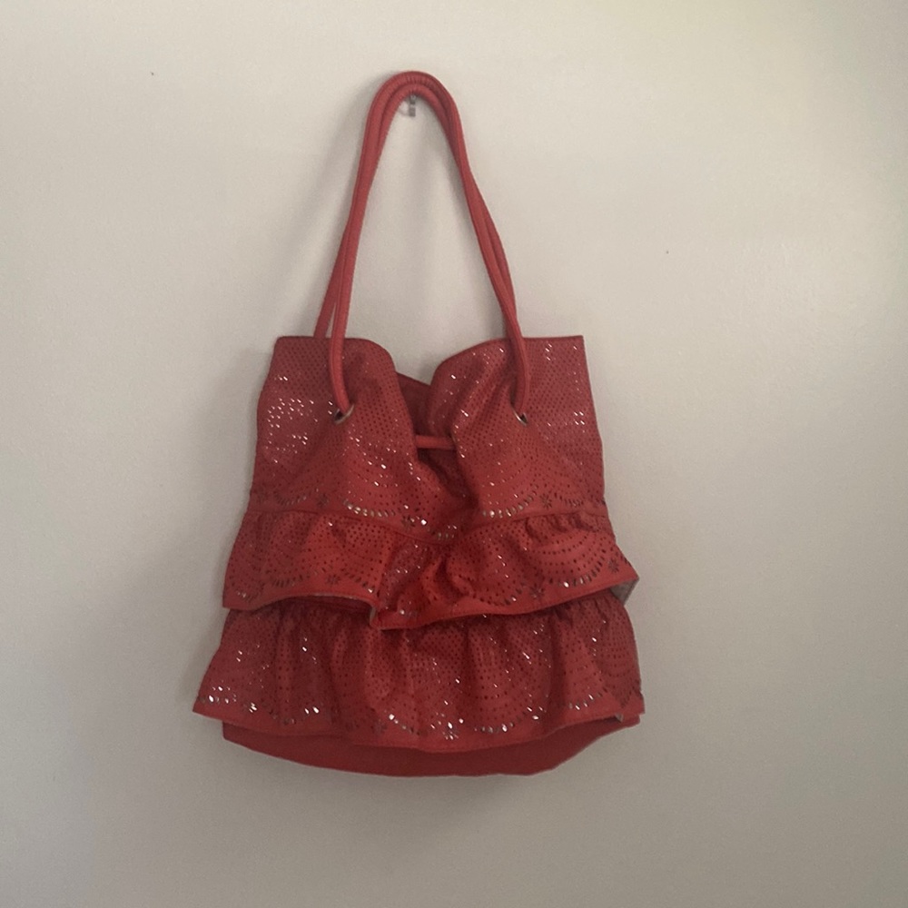 Orange Ruffle Sparkly Shoulder bag